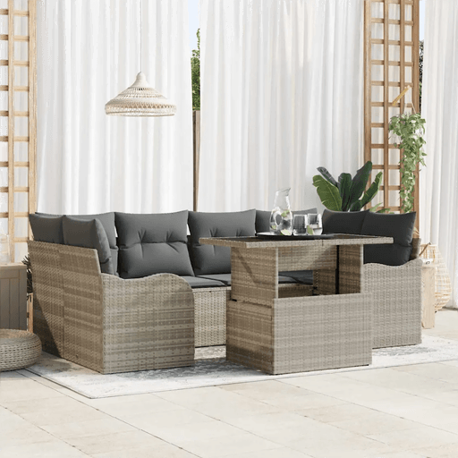 Vidaxl Hagesofa Set 7 pcs Lysegrå