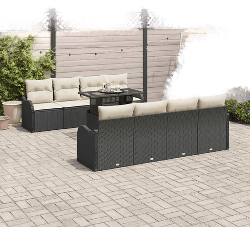 Vidaxl Hagesofa Set 7 pcs Svart