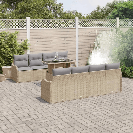 Vidaxl Hagesofa Set 7 pcs Beige og grå