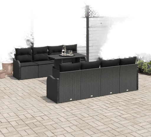 Vidaxl Hagesofa Set 7 pcs Svart