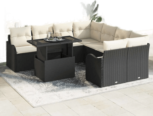 Vidaxl Hagesofa Set 9 pcs Svart