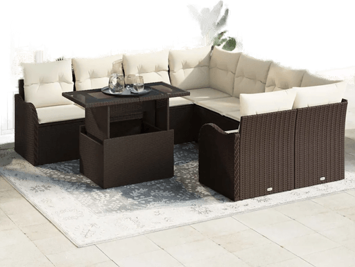 Vidaxl Hagesofa Set 9 pcs Brun