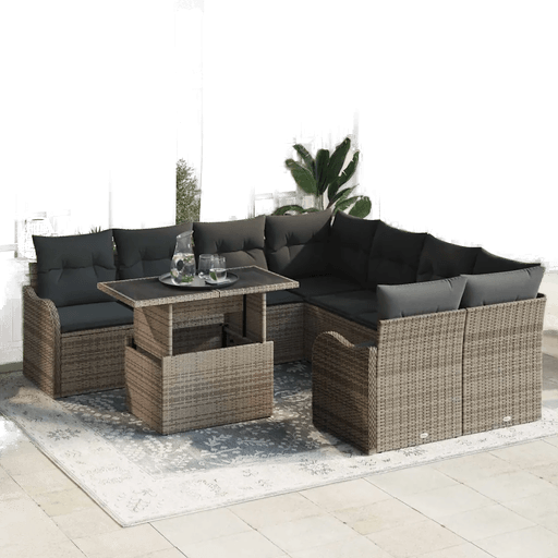 Vidaxl Hagesofa Set 9 pcs Grå