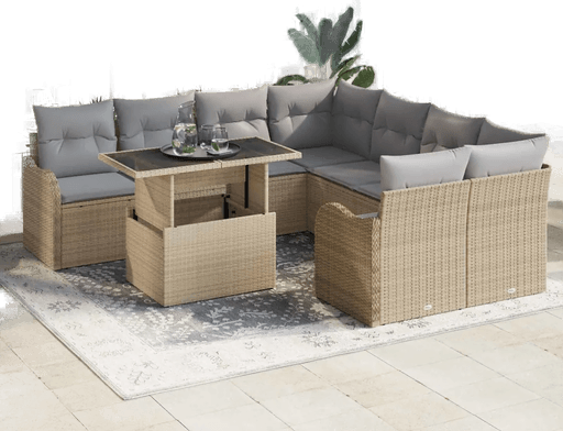 Vidaxl Hagesofa Set 9 pcs Beige