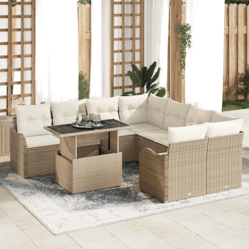 Vidaxl Hagesofa Set 9 pcs Beige