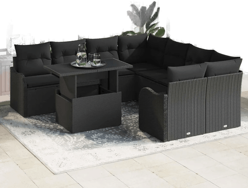 Vidaxl Hagesofa Set 9 pcs Svart