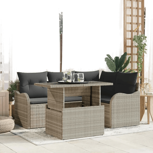 Vidaxl Utendørs spisestue sett 5 pcs Lysegrå