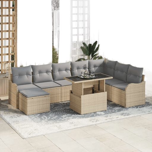 Vidaxl Hagesofa Set 9 pcs Beige