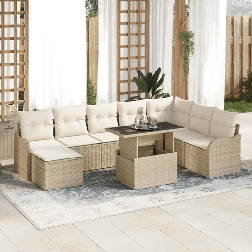 Vidaxl Hagesofa Set 9 pcs Beige