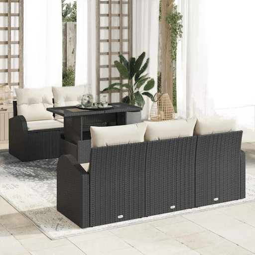 Vidaxl Hagesofa Set 6 pcs Svart