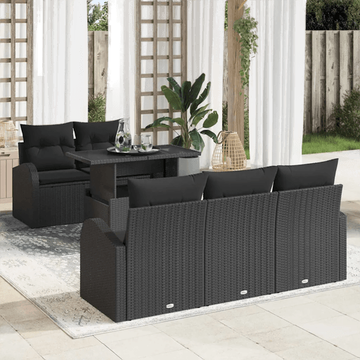 Vidaxl Hagesofa Set 6 pcs Svart