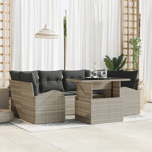 Vidaxl Hagesofa Set 7 pcs Lysegrå