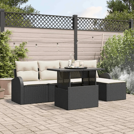 Vidaxl Hagesofa Set 6 pcs Svart