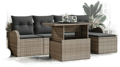 Vidaxl Hagesofa Set 6 pcs Grå