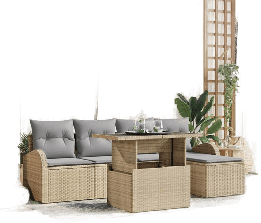 Vidaxl Hagesofa Set 6 pcs Beige