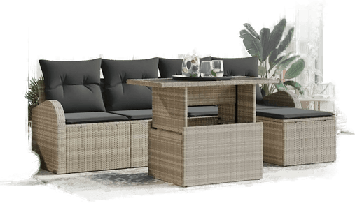 Vidaxl Hagesofa Set 6 pcs Lysegrå