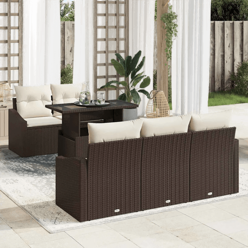 Vidaxl Hagesofa Set 6 pcs Brun og krem