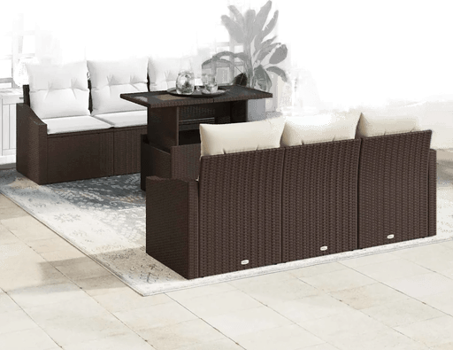 Vidaxl Hagesofa Set 7 pcs Brun Krem