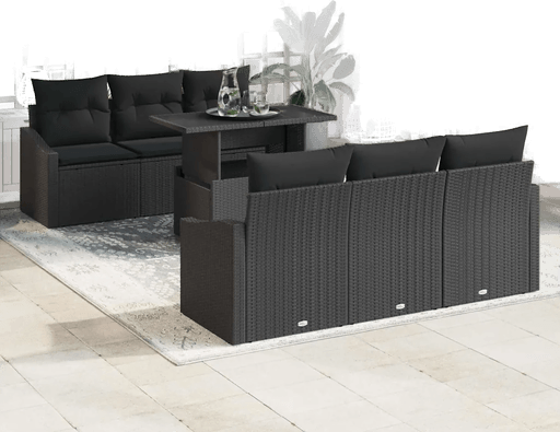 Vidaxl Hagesofa Set 7 pcs Svart