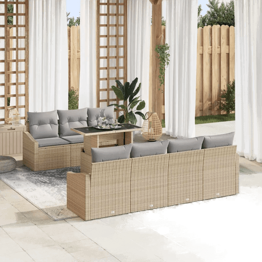 Vidaxl Hagesofa Set 8 pcs Beige og lys grå