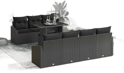 Vidaxl Hagesofa Set 8 pcs Svart