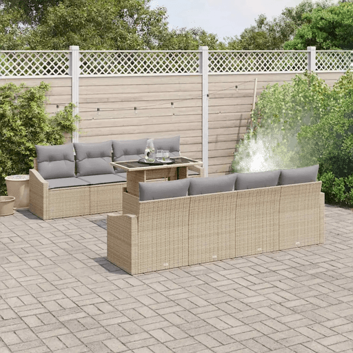 Vidaxl Hagesofa Set 7 pcs Beige og lys grå