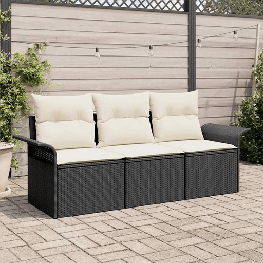 Vidaxl Hagesofa Set 3 pcs Svart