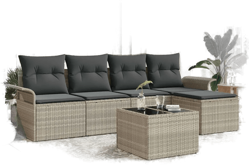 Vidaxl Hagesofa Set 6 pcs Lysegrå