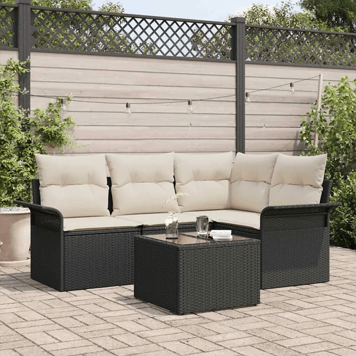 Vidaxl Hagesofa Set 5 pcs Svart