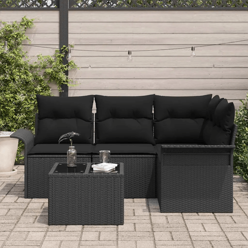 Vidaxl Hagesofa Set 5 pcs Svart