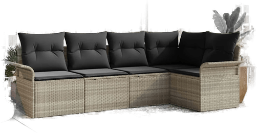 Vidaxl Hagesofa Set 5 pcs Lysegrå