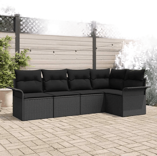 Vidaxl Hagesofa Set 5 pcs Svart