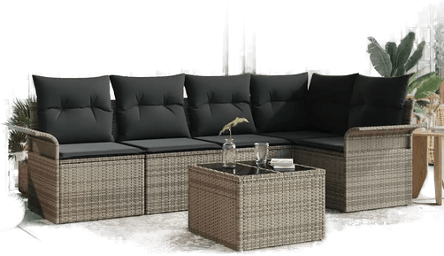 Vidaxl Hagesofa Set 6 pcs Grå