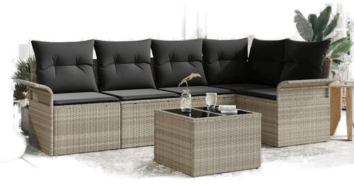 Vidaxl Hagesofa Set 6 pcs Lysegrå