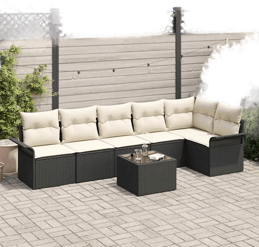 Vidaxl Hagesofa Set 7 pcs Svart