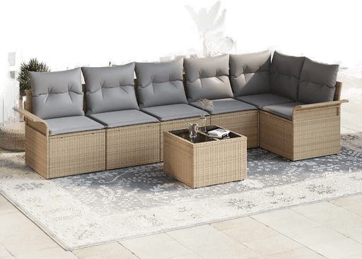 Vidaxl Hagesofa Set 7 pcs Beige