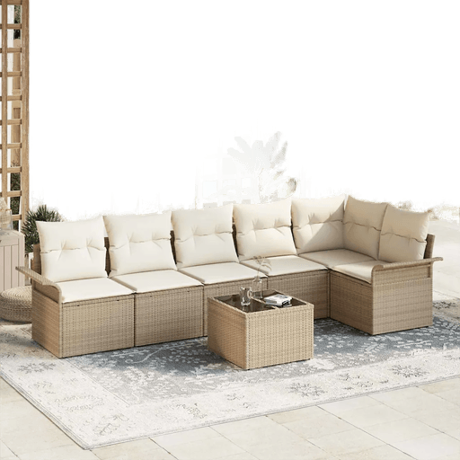 Vidaxl Hagesofa Set 7 pcs Beige