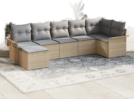 Vidaxl Hagesofa Set 7 pcs Beige