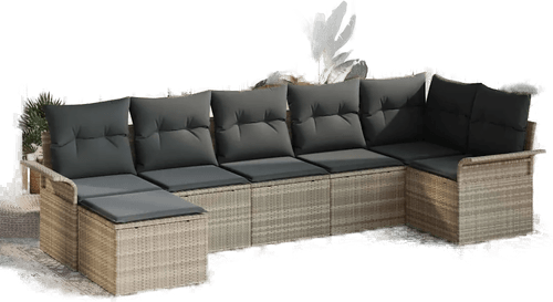 Vidaxl Hagesofa Set 7 pcs Lysegrå