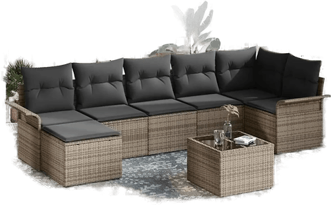 Vidaxl Hagesofa Set 8 pcs Grå