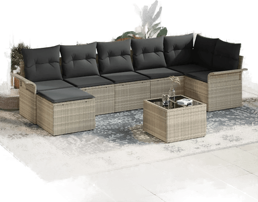 Vidaxl Hagesofa Set 8 pcs Lysegrå