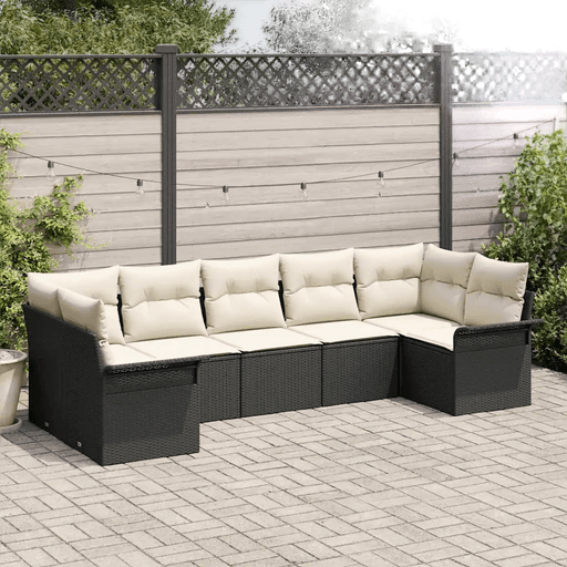 Vidaxl Hagesofa Set 7 pcs Svart
