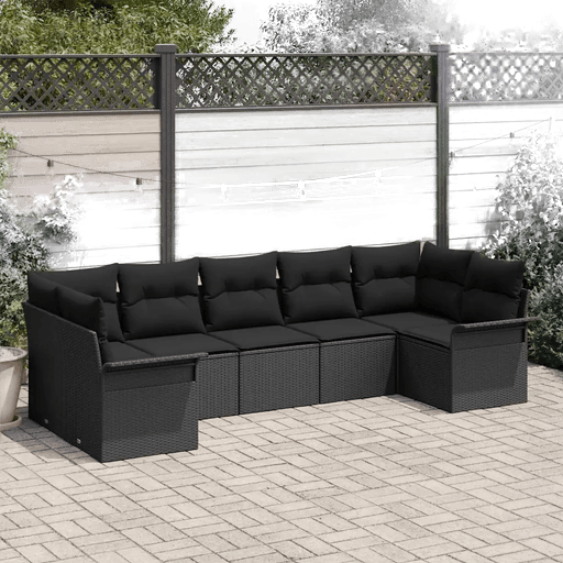 Vidaxl Hagesofa Set 7 pcs Svart