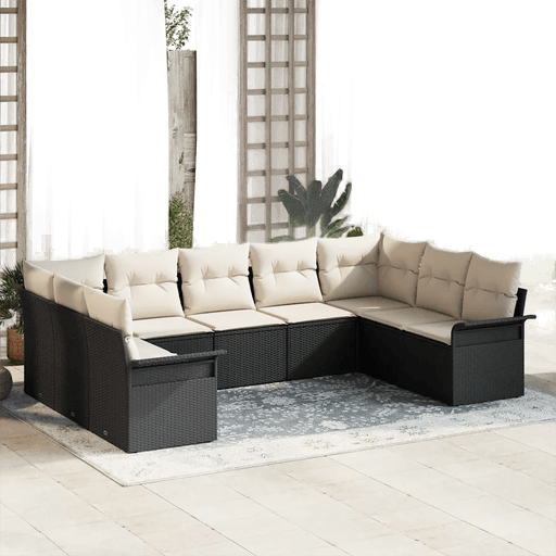 Vidaxl Hagesofa Set 9 pcs Svart