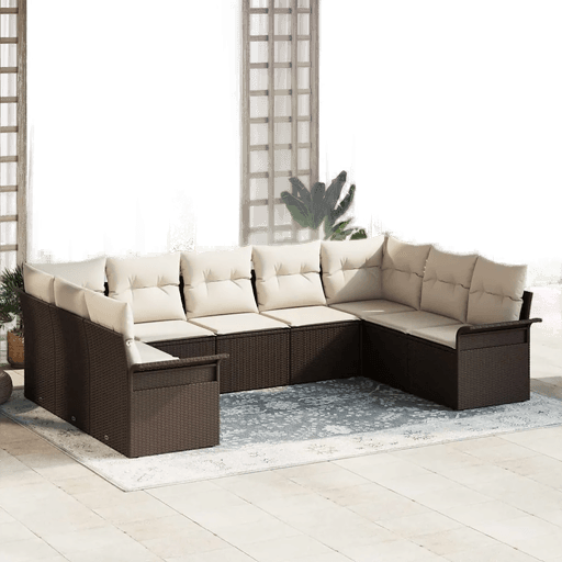 Vidaxl Hagesofa Set 9 pcs Brun