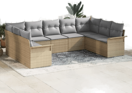 Vidaxl Hagesofa Set 9 pcs Beige