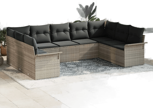 Vidaxl Hagesofa Set 9 pcs Lysegrå