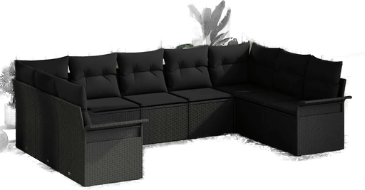 Vidaxl Hagesofa Set 9 pcs Svart