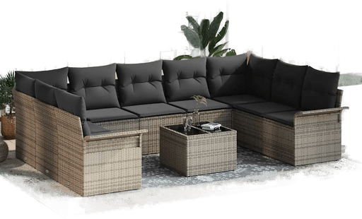 Vidaxl Hagesofa Set 10 pcs Svart