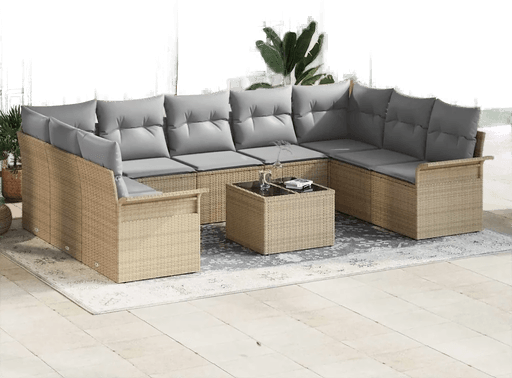 Vidaxl Hagesofa Set 10 pcs Svart